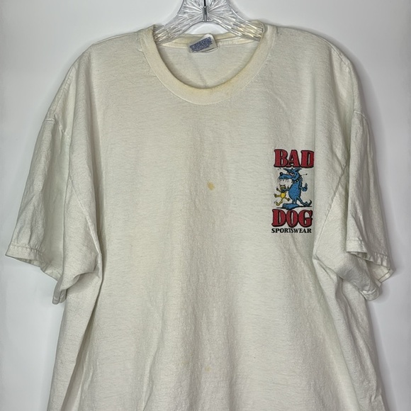 Vintage Bad Dog Things To Do At A Party Innuendo Raunchy Stained Tshirt XL - Picture 3 of 11